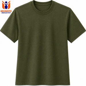 T-shirt vert pour homme OEM 2026 |   100% coton peigné filé à anneaux 240 GSM |   Manches courtes respirantes |   Logo personnalisé |   T-shirt à faible MOQ - Product Image 1