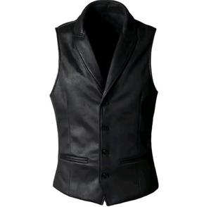 Gilet pour homme à col en V, coupe ajustée, simple boutonnage, décontracté, sans manches - Product Image 1