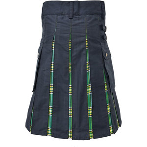 Kilt Híbrido para Mujer, Negro, Tela de Algodón Resistente, Pliegues de Tartán Escocés Irlandés, Bolsillos Cargo, Kilt Tradicional Moderno - Product Image 3