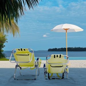 63*65*82cm Yellow Short Oxford Cloth Beach Chair with 100kg Aluminum Tube Bearing Silver White Aluminum Tube 100kg Capacity - Product Image 5
