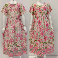 Camisón Casual Midi de Manga Corta para Mujer, Suave, 100% Poliéster, con Cuello Cuadrado, por Chrysanta