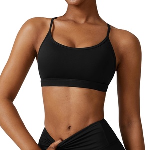High Quality New Sexy Ribbed Open Back Gym Top Fitness Backless Adjustable <b>Thin</b> <b>Strap</b> Yoga Sports <b>Bra</b> for Women - Product Image 2