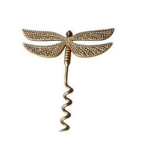 Tire-bouchon manuel vintage en laiton motif libellule, ouvre-bouteille de vin en métal, accessoire de bar de luxe, décoratif pour mariage et fête - Product Image 1