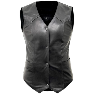 Chaleco de poliéster para mujer, cálido para invierno, estilo motociclista vintage, cuello en V, sin mangas, ropa exterior ajustada, impermeable, a prueba de viento, 320g - Product Image 1