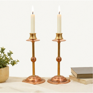 Ensemble de bougeoirs vintage faits à la main en cuivre et en laiton - Chandelier en métal de style antique de luxe pour centre de table de mariage - Product Image 2
