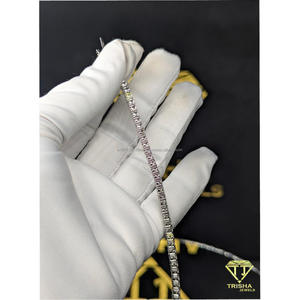 Pulsera de tenis de moissanita estilo hip hop con incrustaciones de diamantes, de plata de ley 925, pasa la prueba del probador, para hombre, para aniversario, de Trisha Jewels - Product Image 3
