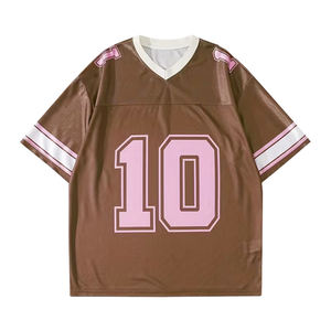 Camiseta de Fútbol Oversize para Hombre de Poliéster, Estilo Boxy, Color Marrón, Moda Urbana, Manga Corta, Malla Transpirable - Product Image 1