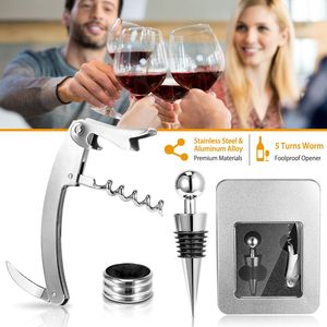 Lot de 3 ouvre-bouteilles de vin de qualité avec coupe-capsule et protège-goutte, tire-bouchon et ouvre-bouteilles - Product Image 1