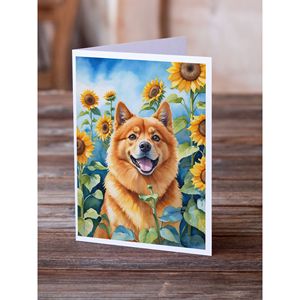 Whimsical Finnish Spitz in Sunflowers A7 Tarjetas de felicitación Paquete de 8 tarjetas de nota en blanco con sobres Tamaño 5x7 - Product Image 2