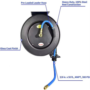 Carrete retráctil para manguera de aire de 1/2 pulgada x 50 pies, montaje en pared, de acero resistente, con rebobinado automático por resorte, para compresor de aire GAPGAR014 - Product Image 4