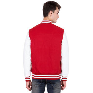 Chaqueta Varsity de Lana de Alta Calidad con Mangas de Cuero para Hombre, Logotipo Bordado Personalizado, Recubrimiento Delgado y Cálido - Product Image 3