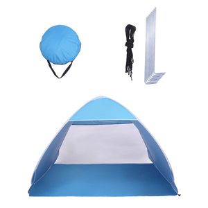 Tenda da Spiaggia Blu per 2-3 Persone, Riparo Solare Pop-Up con Ombrellone Automatico, Riparo da Spiaggia Impermeabile a Strato Singolo per Pesca - Product Image 4