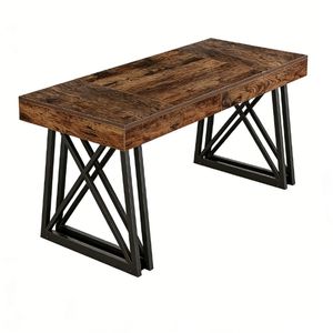 <b>Farmhouse</b> Kitchen <b>Dining</b> <b>Table</b> Dual-Use Office/Writing Desk with <b>Rustic</b> Style - Product Image 5