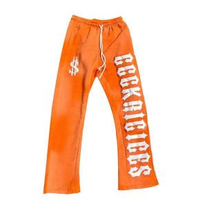 Pantalones de Hombre con Logotipo Personalizado de Alta Calidad, Pantalones Acampanados con Estampado Puff, Lavado Ácido, Algodón Orgánico - Product Image 5