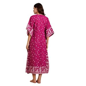 Robe kimono rose à motifs paisley pour femmes, vêtements traditionnels indiens et pakistanais, tenue ethnique pour événements - Product Image 1
