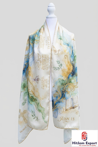 Custom Printed Long Scarf OEM ODM Manufacturer <b>Silk</b> Feel Fashion Shawl Hijab <b>Head</b> <b>Wrap</b> Private Label Textile Factory India - Product Image 2