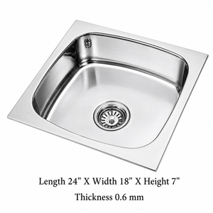 Stainless Steel Countertop Single Bowl <b>Kitchen</b> <b>Sink</b> Square Shape Oval Bowl Basin Polished Surface - Product Image 4