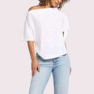 Camiseta Premium para Mujer con Hombros Descubiertos, Estampado Personalizado, Top de Moda de Verano, la Mejor Calidad, Venta Directa de Fábrica, Proveedor con MOQ Bajo - Product Image 2