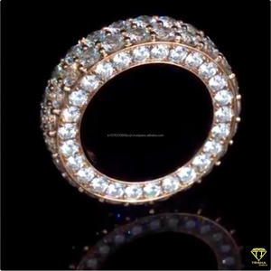 Bague d'éternité en moissanite taille brillant ronde en or rose 14 carats, pavée intégrale, pour mariage ou anniversaire, bague de luxe empilable - Product Image 4
