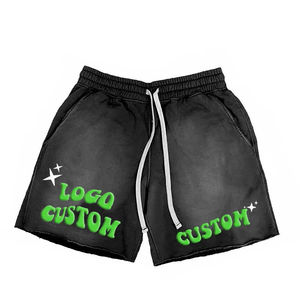 Shorts de bain vintage pour hommes, personnalisés, de haute qualité, effet délavé, 100 % polyester, taille haute, avec cordon de serrage, respirants, imprimés par transfert thermique - Product Image 1