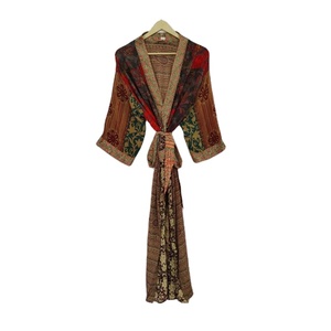 Kimono de seda Vintage Hippie para mujer, albornoz, ropa de dormir, camisón de Sari bohemio, ropa de playa para mujer, Kimono de seda Sexy - Product Image 1