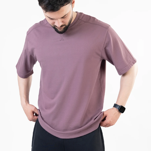 T-shirt Homme Personnalisé de Haute Qualité, Violet Mat, Col en V, Détail Couture, Coton Jersey Uni, Coupe Décontractée, Manches Courtes - Product Image 6