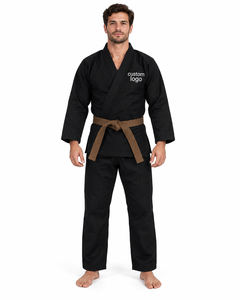 Unisex Black BJJ <b>Kimono</b> Silk Screen Printing Custom Logo Durable Cotton Martial Arts Wear Regular Fit Adult <b>Size</b> Brazilian 380g - Product Image 1