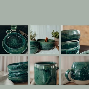 Tazón de cerámica de lujo para mezclar, con esmalte verde esmeralda, amplia capacidad, apto para alimentos, duradero, pieza distintiva para la cocina moderna. - Product Image 6