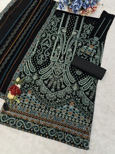 Salwar Kameez semi-couturié en Georgette avec broderies et travail Zarkan multi-fils, longueur midi moderne pour bal de promo, mariage et Diwali - Product Image 6