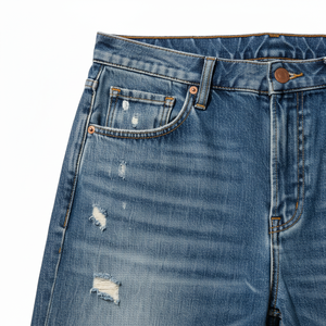 Jeans en denim brodé délavé de haute qualité pour hommes, coupe droite ample et jambe large, style streetwear abordable - Product Image 2