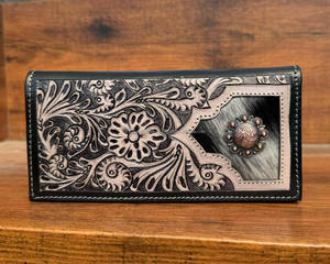 ใหม่2025กระเป๋าสตางค์หนังยาวพับสองพับลายหนังวัวแท้ดีไซน์หรูกระเป๋าสตางค์ RFID อเนกประสงค์หนังวัวแท้สำหรับผู้ชาย - Product Image 2