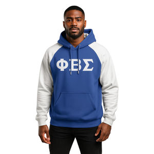 Sudadera con Capucha Azul con Mangas Raglán Blancas de Phi Beta Sigma, Ropa de Fraternidad Griega, Prenda Personalizada Divine Nine HBCU Life - Product Image 1