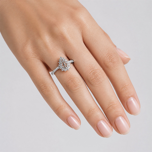 Bague de fiançailles semi-montée classique en or blanc 18 carats, certifiée IGI, taille brillant rond, sertissage halo, bague de mariage OEM/ODM, MOQ 1 pièce - Product Image 4