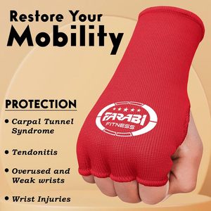 Gants de sport sans doigts Farabi Fitness rouges, respirants, pour entraînement et exercice, toutes saisons, gants intérieurs de boxe. - Product Image 4