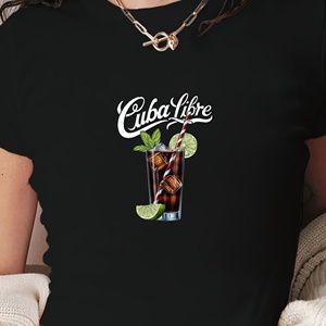 Camiseta Corta de Punto con Estampado Y2K Ajustada para Mujer Cuba Libre - Product Image 3