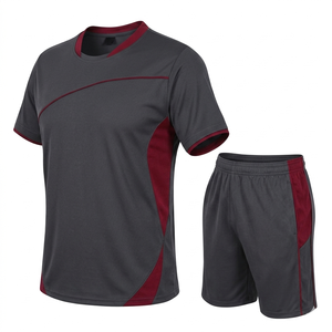 <b>Hot</b> Selling Custom Printed V-neck Short Sleeve Buckle Closure Quick Dry 100% Polyester Men's Soccer Jersey Football Kit - Product Image 5