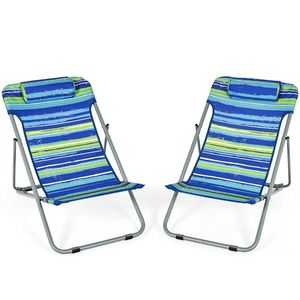 Set di 2 Sedie da Spiaggia Portatili con Poggiatesta per la Tua Prossima Gita in Spiaggia! - Product Image 1