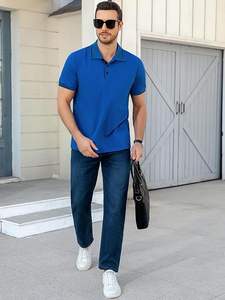 Chemises polo décontractées pour hommes, manches courtes, boutonnées, avec poche, légères, col chemise, pour le golf - Product Image 5