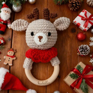 Ensemble de hochets de Noël en coton au crochet fantaisie, jouets miniatures à l'échelle 1:4, Père Noël et ours, éducatifs, 11 cm, pour les 2-14 ans - Product Image 4