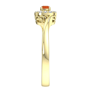 Bague halo en argent sterling 925 plaqué or avec saphir orange CZ, coupe ronde, style vintage, bague de fiançailles, bijoux fins pour femmes - Product Image 2
