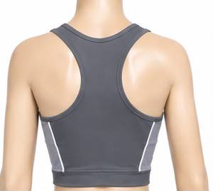 Débardeur de sport respirant à col rond gris, style vintage, tissé et froncé, pour femme, de General Industries, avec empiècements colorés - Product Image 4