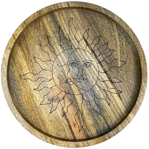 Round Art Deco Solid Wood Handcrafted Serving Tray with <b>Sliding</b> Hanging & Touch Sensing Functions Flat Base Decorative Christmas - Product Image 4