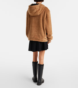 Sweats à capuche en mohair sur mesure professionnels pour hommes et femmes, coupe oversize, en mélange de laine duveteuse, tricotés à rayures avec doublure, design texturé et fermeture éclair. - Product Image 3