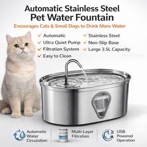Bouteille d'eau automatique pour chat en acier inoxydable, grande capacité, filtration circulante, alimentation USB, best-seller - Product Image 6
