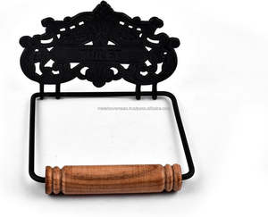 Portarrollos de Papel Higiénico de Metal Antiguo Pintado en Negro Mate de Lujo con Acabado en Níquel para Baño, Hotel o Cocina - Product Image 4