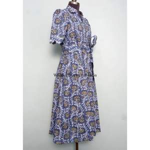 Robe midi d'été pour femme en coton à imprimé floral numérique, manches courtes, taille naturelle, style plage, haute qualité, vente en gros - Product Image 5