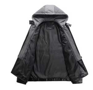 <b>Men's</b> Genuine <b>Leather</b> Waterproof <b>Jacket</b> Zipper Closure High Street Moto Biker Style Solid Color Autumn Regular Length - Product Image 3