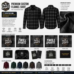 Camisa de Franela a Cuadros de Manga Larga para Hombre, Corte Regular, Diseño a Cuadros, Rojo, Negro, Blanco, Tejido 100% Algodón, con Botones - Product Image 2