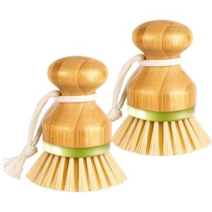 Set di 2 Spazzole in Bambù per Pulire Piatti, Pentole, Padelle, Lavello della Cucina, Padella in Ghisa - Product Image 1