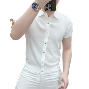 Novedad de verano, camisetas para hombre, Color sólido para Polo, 100% de algodón, manga corta, cuello vuelto, camisetas con cremallera, ropa de calle informal - Product Image 2